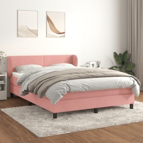 Cama box spring con colchón terciopelo rosa 140x190 cm de vidaXL, Camas y somieres - Ref: Foro24-3127372, Precio: 448,44 €, D...