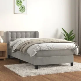 Box spring bed with light gray velvet mattress 90x190 cm by vidaXL, Beds and slatted bases - Ref: Foro24-3127703, Price: 304,...