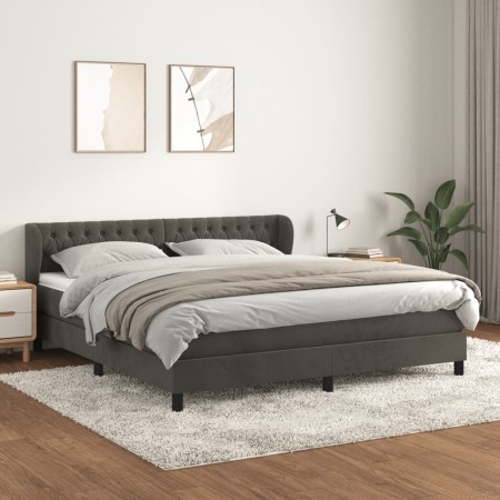 Cama box spring con colchón terciopelo gris oscuro 180x200 cm de vidaXL, Camas y somieres - Ref: Foro24-3127686, Precio: 540,...