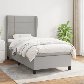 Cama box spring con colchón tela gris claro 90x200 cm de vidaXL, Camas y somieres - Ref: Foro24-3127933, Precio: 361,45 €, De...