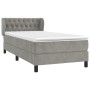Cama box spring con colchón terciopelo gris claro 90x190 cm de vidaXL, Camas y somieres - Ref: Foro24-3127643, Precio: 313,70...