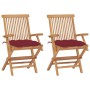 Sillas de jardín 2 uds madera teca con cojines rojo tinto en Sillas de jardín | Comprar online en Foru.es