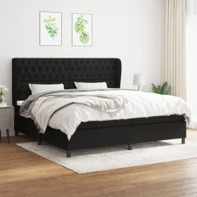 Box spring bed with black fabric mattress 200x200 cm by vidaXL, Beds and slatted bases - Ref: Foro24-3128231, Price: 744,78 €...