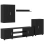 Conjunto de mueble de TV 4 pcs Roble Negro Madera contrachapada en Muebles TV | Comprar online en Foru.es