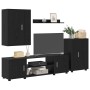 Conjunto de mueble de TV 4 pcs Roble Negro Madera contrachapada en Muebles TV | Comprar online en Foru.es