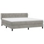 Cama box spring con colchón terciopelo gris claro 160x200 cm de vidaXL, Camas y somieres - Ref: Foro24-3127679, Precio: 501,2...