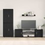 Conjunto de mueble de TV 4 pcs Roble Negro Madera contrachapada en Muebles TV | Comprar online en Foru.es