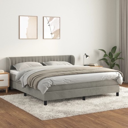 Cama box spring con colchón terciopelo gris claro 180x200 cm de vidaXL, Camas y somieres - Ref: Foro24-3127625, Precio: 530,6...