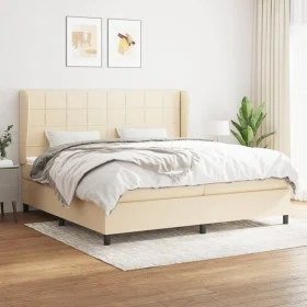 Box spring bed with cream fabric mattress 200x200 cm by vidaXL, Beds and slatted bases - Ref: Foro24-3127994, Price: 645,54 €...