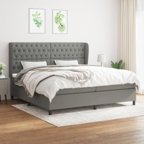Cama box spring con colchón tela gris oscuro 200x200 cm de vidaXL, Camas y somieres - Ref: Foro24-3128230, Precio: 726,41 €, ...