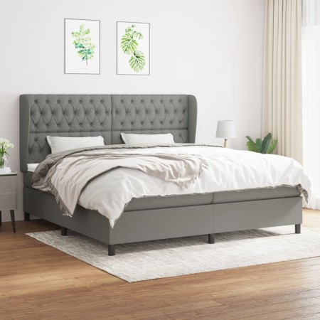 Cama box spring con colchón tela gris oscuro 200x200 cm de vidaXL, Camas y somieres - Ref: Foro24-3128230, Precio: 726,41 €, ...