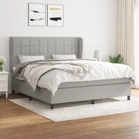 Box spring bed with light gray fabric mattress 180x200 cm by vidaXL, Beds and slatted bases - Ref: Foro24-3127981, Price: 603...