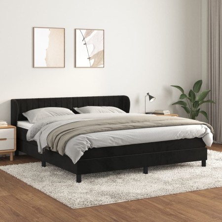 Cama box spring con colchón terciopelo negro 180x200 cm de vidaXL, Camas y somieres - Ref: Foro24-3127627, Precio: 531,86 €, ...