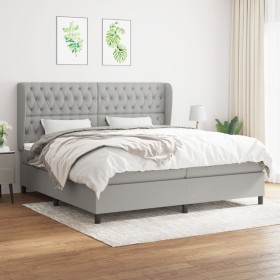 Cama box spring con colchón tela gris claro 200x200 cm de vidaXL, Camas y somieres - Ref: Foro24-3128229, Precio: 761,89 €, D...