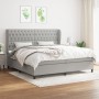 Cama box spring con colchón tela gris claro 200x200 cm de vidaXL, Camas y somieres - Ref: Foro24-3128229, Precio: 761,89 €, D...