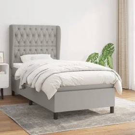 Box spring bed with light gray fabric mattress 100x200 cm by vidaXL, Beds and slatted bases - Ref: Foro24-3128181, Price: 351...