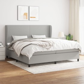 Cama box spring con colchón tela gris claro 200x200 cm de vidaXL, Camas y somieres - Ref: Foro24-3127829, Precio: 706,56 €, D...