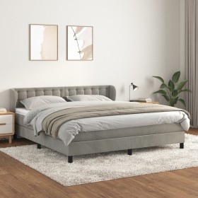 Cama box spring con colchón terciopelo gris claro 160x200 cm de vidaXL, Camas y somieres - Ref: Foro24-3127739, Precio: 497,1...