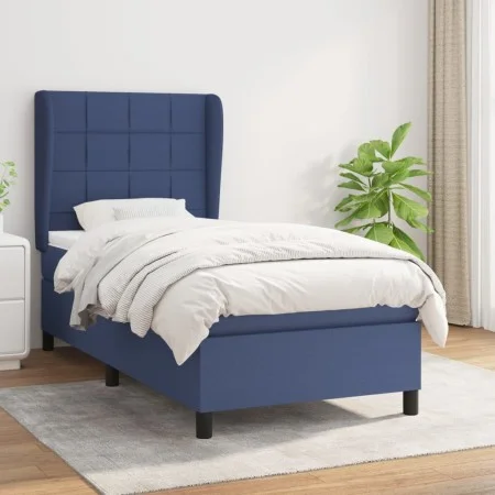 Box spring bed with blue fabric mattress 90x200 cm by vidaXL, Beds and slatted bases - Ref: Foro24-3127939, Price: 347,23 €, ...