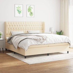 Cama box spring con colchón tela color crema 200x200 cm de vidaXL, Camas y somieres - Ref: Foro24-3128234, Precio: 706,81 €, ...