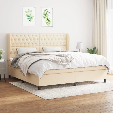 Cama box spring con colchón tela color crema 200x200 cm de vidaXL, Camas y somieres - Ref: Foro24-3128234, Precio: 706,81 €, ...