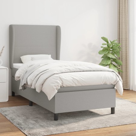 Cama box spring con colchón tela gris claro 90x190 cm de vidaXL, Camas y somieres - Ref: Foro24-3127765, Precio: 332,08 €, De...