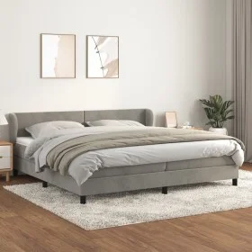 Box spring bed with light gray velvet mattress 200x200 cm by vidaXL, Beds and slatted bases - Ref: Foro24-3127391, Price: 542...