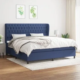 Cama box spring con colchón tela azul 200x200 cm de vidaXL, Camas y somieres - Ref: Foro24-3128235, Precio: 770,41 €, Descuen...
