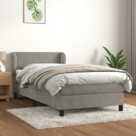 Cama box spring con colchón terciopelo gris claro 90x190 cm de vidaXL, Camas y somieres - Ref: Foro24-3127349, Precio: 301,31...
