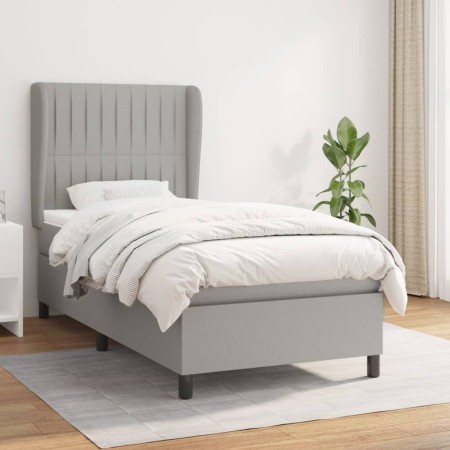 Cama box spring con colchón tela gris claro 90x190 cm de vidaXL, Camas y somieres - Ref: Foro24-3128085, Precio: 331,66 €, De...