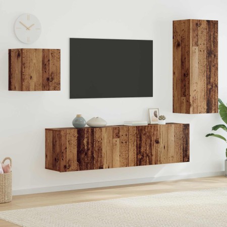Mueble de TV 4 pcs Madera envejecida Madera de ingeniería en Muebles TV | Comprar online en Foru.es