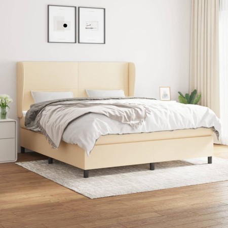 Cama box spring con colchón tela color crema 160x200 cm de vidaXL, Camas y somieres - Ref: Foro24-3127818, Precio: 597,53 €, ...
