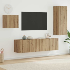 Mueble de TV 4 pcs Roble artesanal Madera de ingeniería en Muebles TV | Comprar online en Foru.es