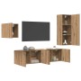 Mueble de TV 4 pcs Roble artesanal Madera de ingeniería en Muebles TV | Comprar online en Foru.es