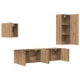 Mueble de TV 4 pcs Roble artesanal Madera de ingeniería en Muebles TV | Comprar online en Foru.es