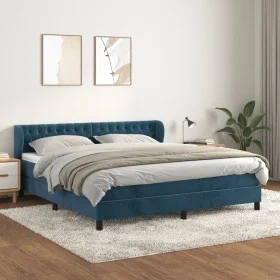 Box spring bed with dark blue velvet mattress 180x200 cm by vidaXL, Beds and slatted bases - Ref: Foro24-3127689, Price: 569,...