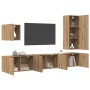 Unidad de Pared para TV 5 pcs Roble artesanal en Muebles TV | Comprar online en Foru.es