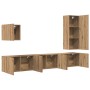 Unidad de Pared para TV 5 pcs Roble artesanal en Muebles TV | Comprar online en Foru.es