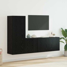 Unidad de Pared para TV 5 pcs Roble Negro Madera de ingeniería en Muebles TV | Comprar online en Foru.es