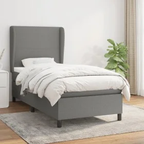 Cama box spring con colchón tela gris oscuro 90x200 cm de vidaXL, Camas y somieres - Ref: Foro24-3127774, Precio: 372,62 €, D...