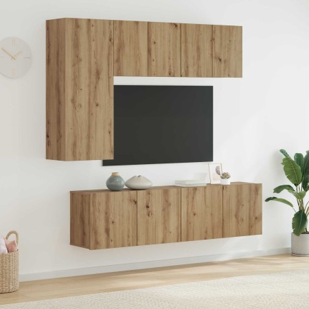 Unidad de Pared para TV 5 pcs Roble artesanal en Muebles TV | Comprar online en Foru.es