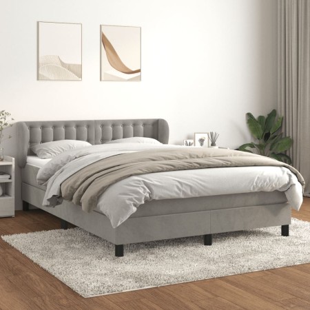 Cama box spring con colchón terciopelo gris claro 140x190 cm de vidaXL, Camas y somieres - Ref: Foro24-3127727, Precio: 471,3...