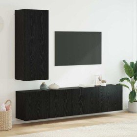 Unidad de Pared para TV 5 pcs Roble negro Madera de ingeniería en Muebles TV | Comprar online en Foru.es