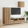 Unidades de pared para TV 4 pcs Roble artesanal en Muebles TV | Comprar online en Foru.es