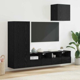 Unidades de pared para TV 4 pcs Roble Negro en Muebles TV | Comprar online en Foru.es