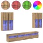 Conjunto de mueble de TV en la pared con luces LED 7 pcs en Muebles TV | Comprar online en Foru.es