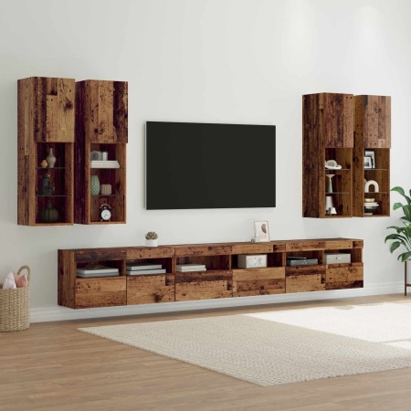 Conjunto de mueble para TV de pared 7 pcs Madera envejecida en Muebles TV | Comprar online en Foru.es