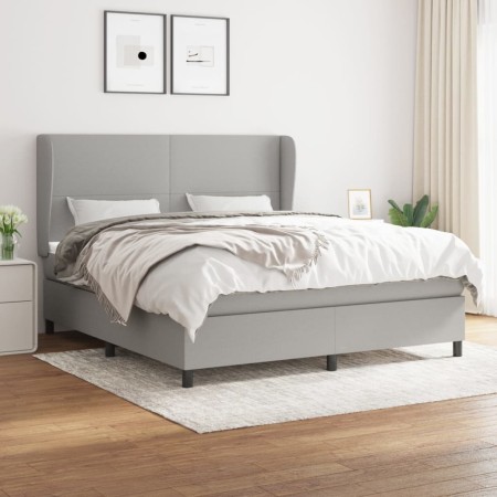 Cama box spring con colchón tela gris claro 160x200 cm de vidaXL, Camas y somieres - Ref: Foro24-3127813, Precio: 575,31 €, D...
