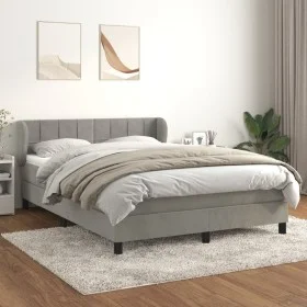 Cama box spring con colchón terciopelo gris claro 140x190 cm de vidaXL, Camas y somieres - Ref: Foro24-3127487, Precio: 486,9...