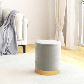 Taburete con almacenaje redondo terciopelo 31 x 37 cm gris claro en Taburetes y sillas plegables | Comprar online en Foru.es
